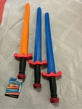 Set of 3 foam light-up swords with connecting handles